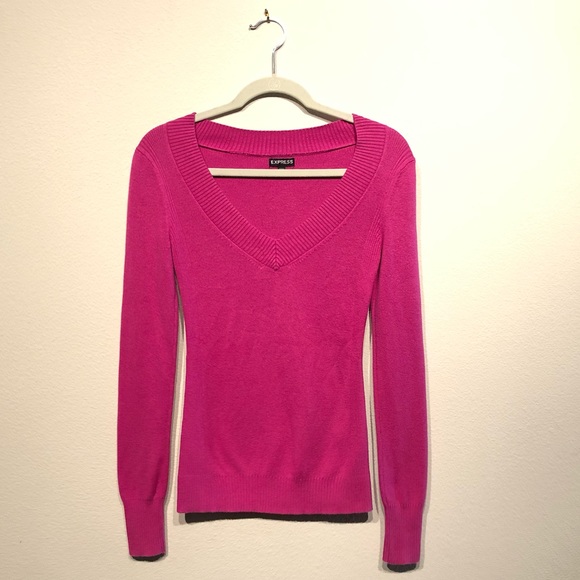 Express Tops - Express V Neck Pink Sweater Long Sleeve Shirt